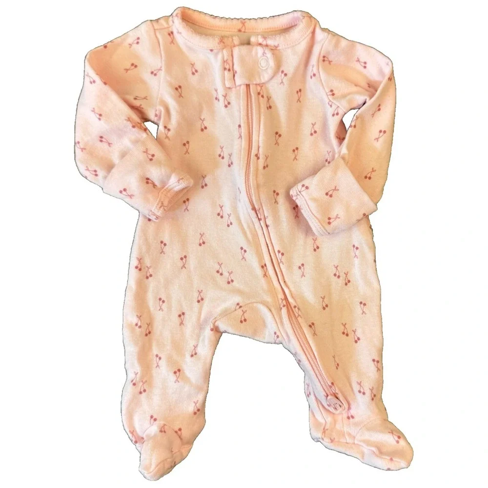 Carters Baby Girl Preemie Sleeper Outfit Reborn Clothes Pink Cherries Zipper 2‎